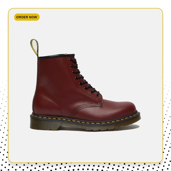 Dr Martens 1460 Smooth Leather Lace Up Boots Cherry Red - Leather Male Size 8 main image 4